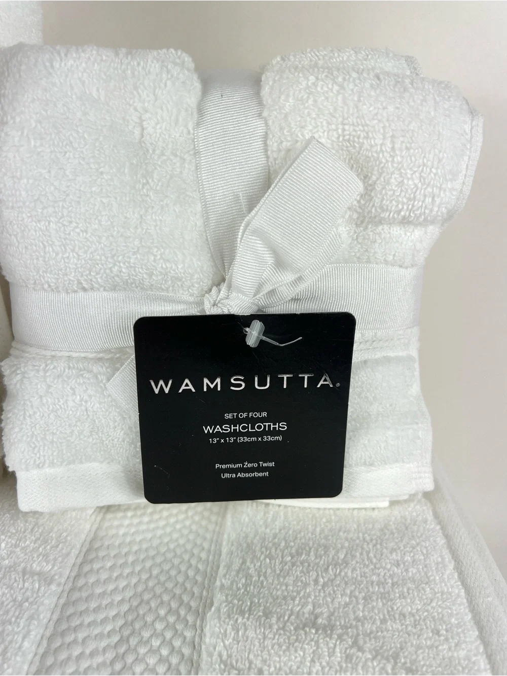 Wamsutta Bath Towel Set White Plush Cotton Absorbent Premium Zero Twist 8 Pc NEW